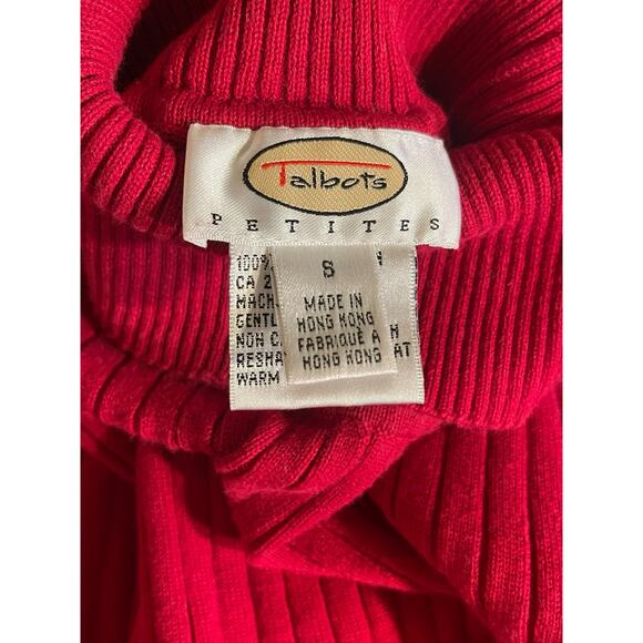 Talbots Petites 100% Cotton Red Turtleneck Size Small - Picture 5 of 6